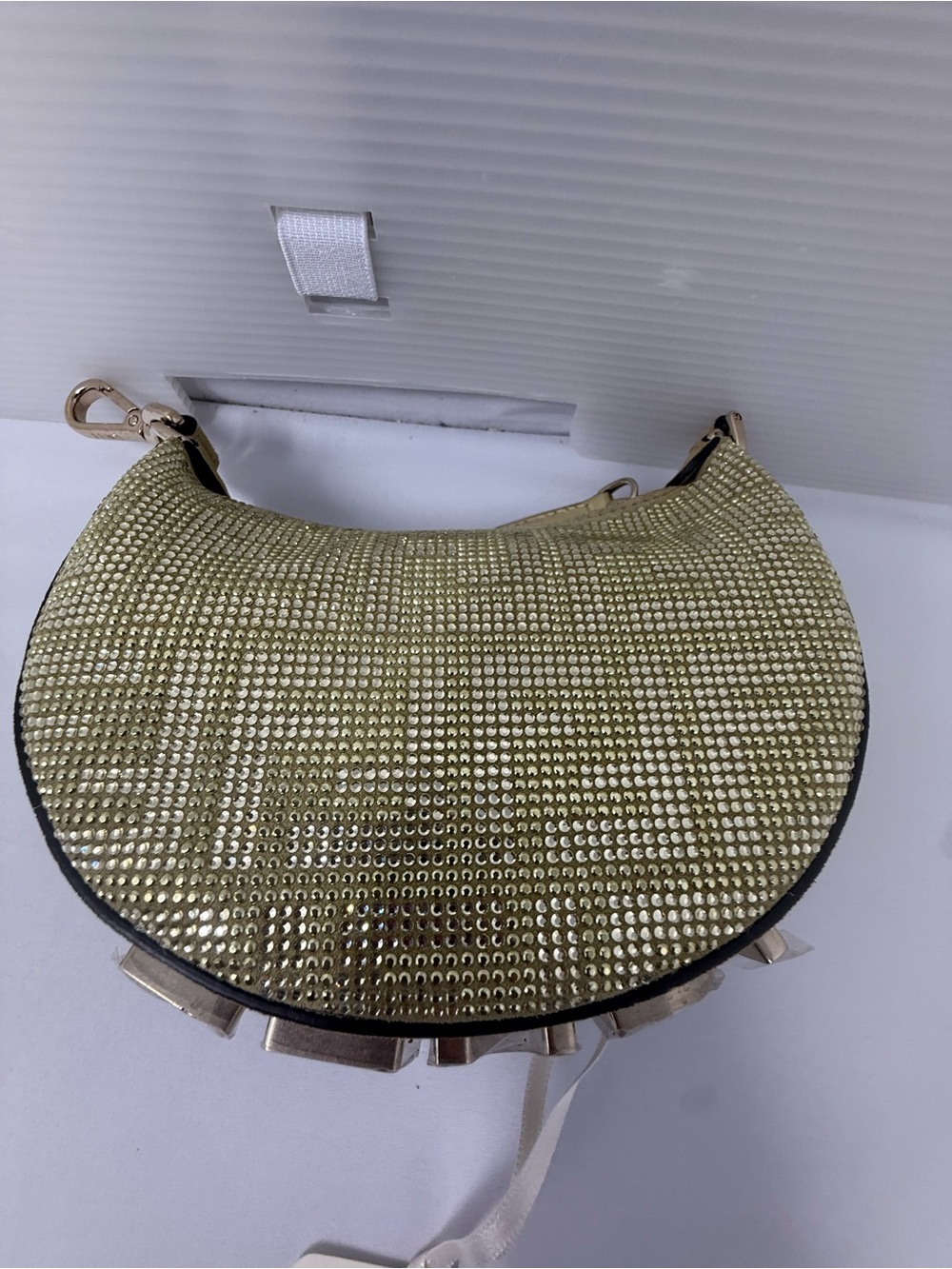 Fendi Gold Rhinestone Crescent Nano Bag